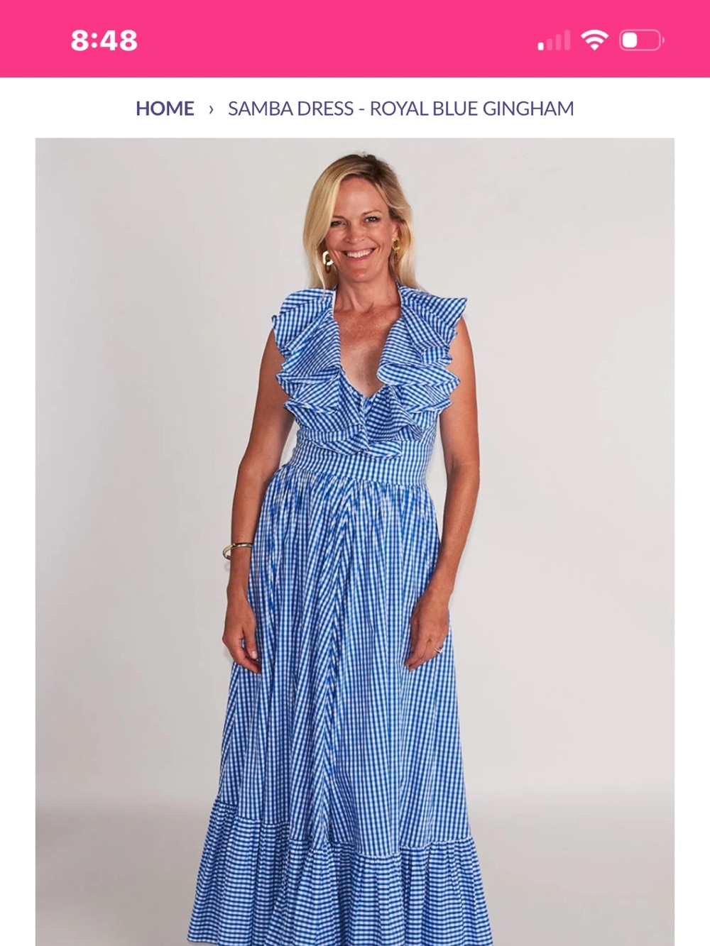 CK Bradley SAMBA maxi dress. Floral Ruffle Halter Maxi Dress in Pink & Green.